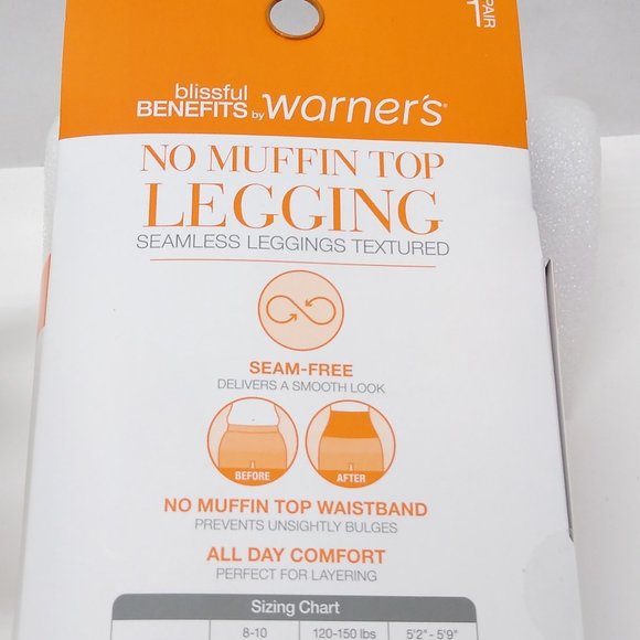 Warner's Blissful Benefits No Muffin Top Textured Leggings L/XL SMOOTH SHAPE Blk - Picture 6 of 9